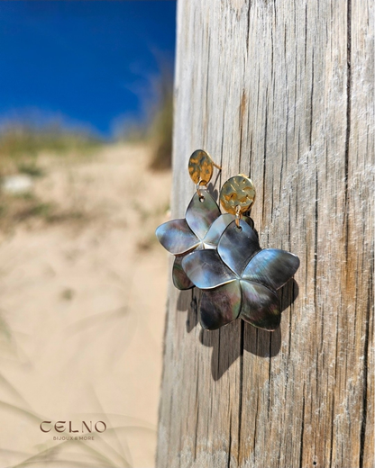 Boucles | Fleurs nacre grise