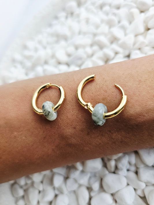 BOUCLES D'OREILLES | labradorite grise