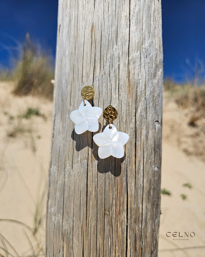 Boucles | Fleurs nacre blanche